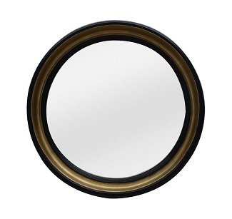 Alma Wooden Round Bevelled Mirror Black/Gold