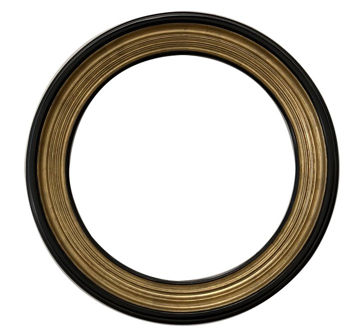 Aries Round Black Gold 68cm Bevelled Mirror